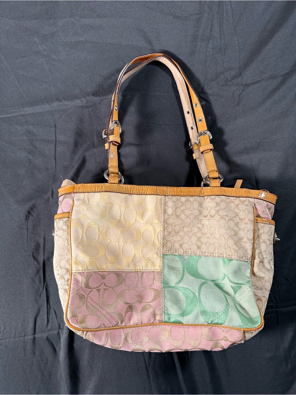 COACH Soho Y2K Patchwork Tote Signature Jacquard Spring Pastel F14868 Vintage